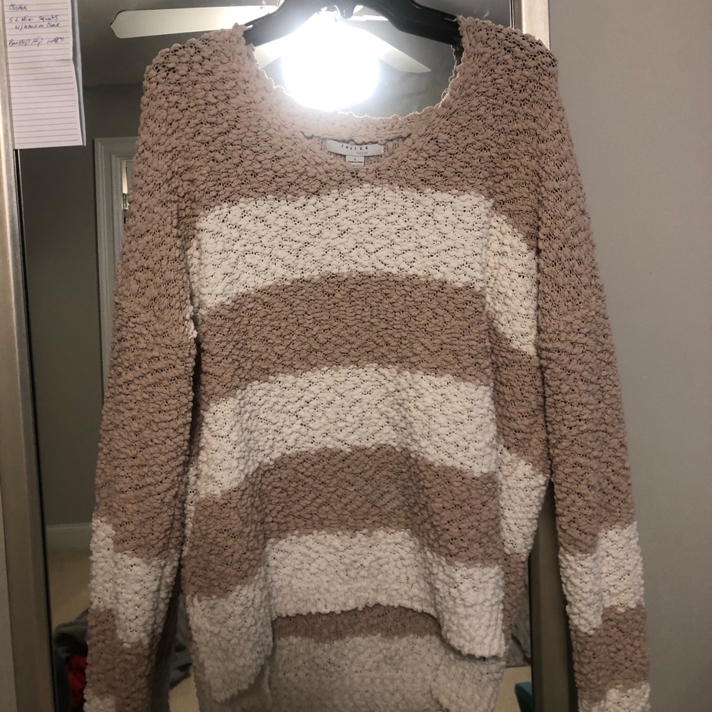striped popcorn knit sweater